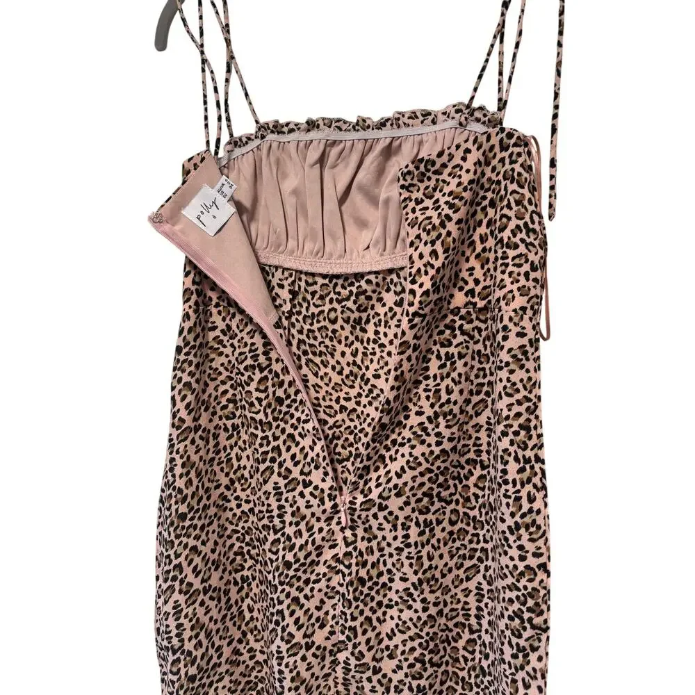 Princess Polly Leopard Print Mini Dress Women’s US 2 AU 6 Pink Tie Strap - Picture 9 of 9